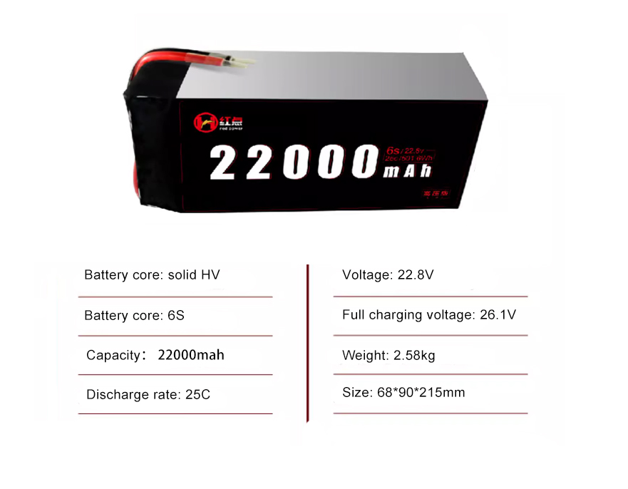 6S 22000mah Li-HV battery 25C 22.8V with XT90 plug